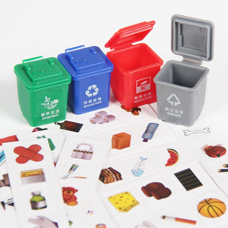 Shaking the same paragraph garbage classification toy trash can Early education teaching aid knowledge game mini trash can