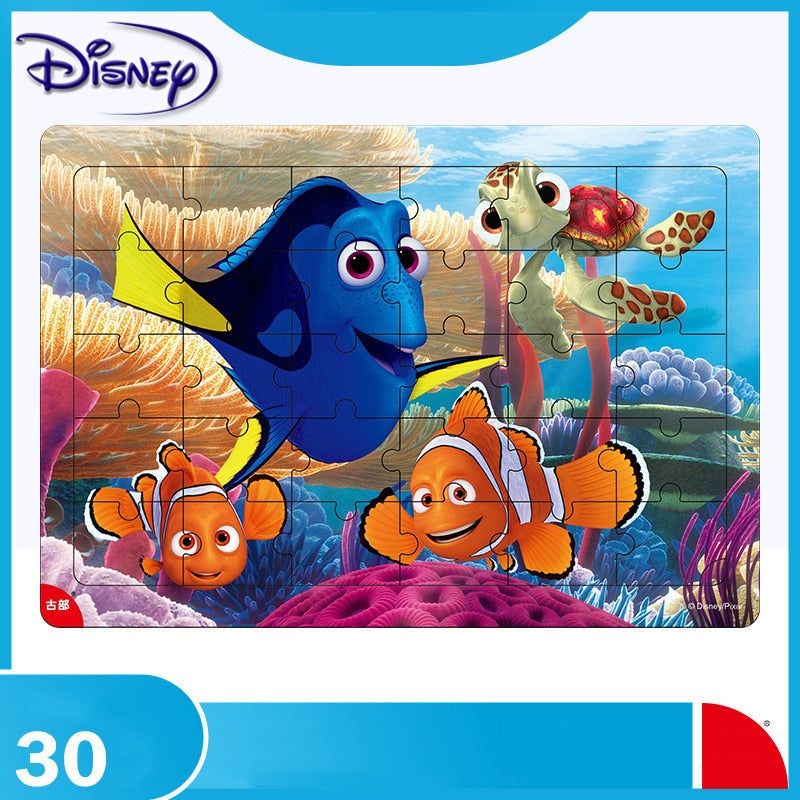 Disney 30 Piece Princess Frozen Mickey Wooden Box Puzzle Early Education Children Bottom Box Puzzle Toys For Children
