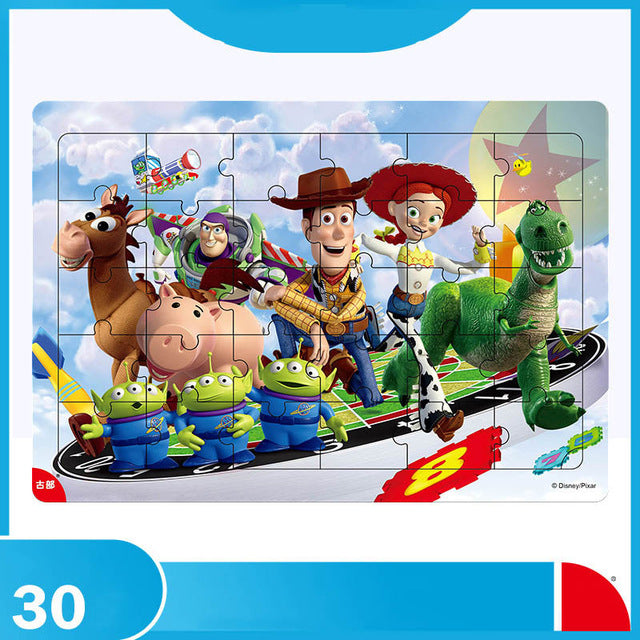 Disney 30 Piece Princess Frozen Mickey Wooden Box Puzzle Early Education Children Bottom Box Puzzle Toys For Children
