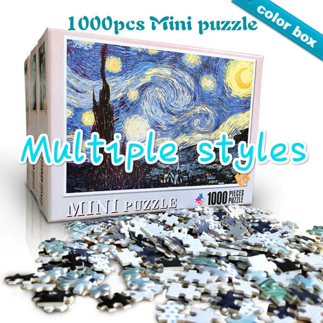 Multiple styles mini picture puzzles 1000 pieces wooden Assembling puzzles toys for adults children kids games educational Toys