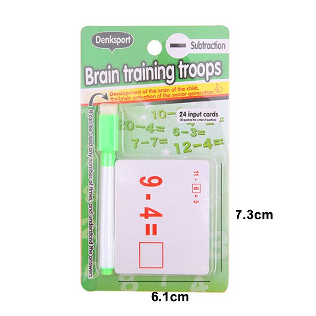 Mathematics Teach Card with Erasable Pen Math Educational Toys for Children Preschool Tool Kindergarten Games
