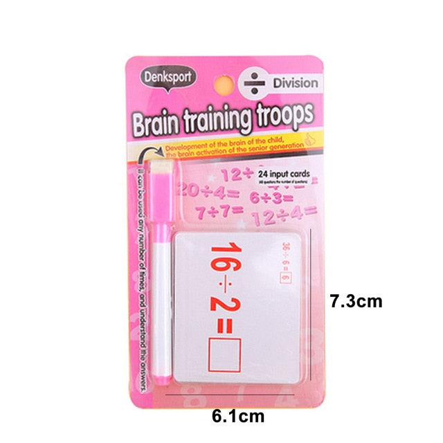 Mathematics Teach Card with Erasable Pen Math Educational Toys for Children Preschool Tool Kindergarten Games