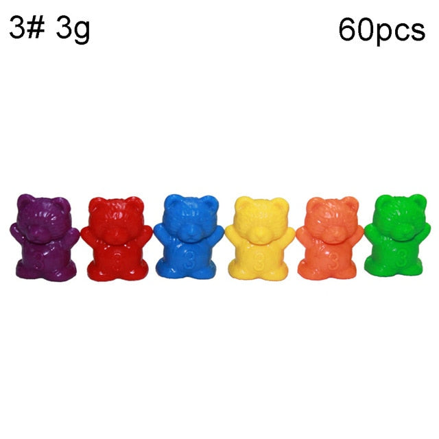 60Pcs Colorful Bear Shape Counters Toy Counting Numbers Classroom Teaching Aids Gift Children Educational Toy Teaching Equipment