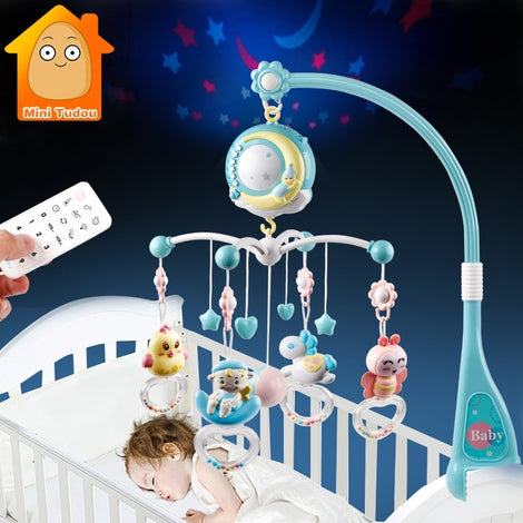 Baby Rattles Crib Mobiles Toy Holder Rotating Mobile Bed Bell Musical Box Projection 0-12 Months Newborn Infant Baby Boy Toys