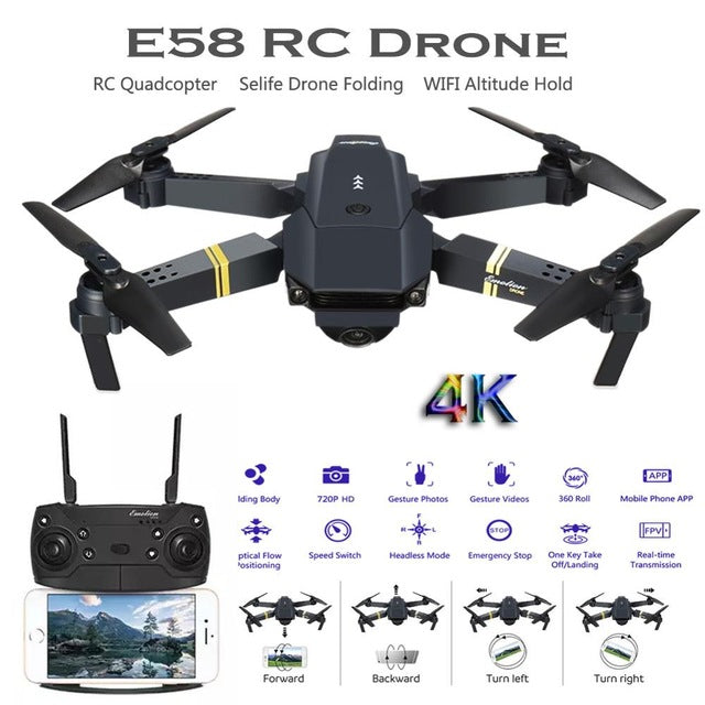 M65 RC Drone with 720/1080/4K P HD Camera WIFI Altitude Hold Selfie Drone Folding RC Quadrocopter VS E58 Global Drone
