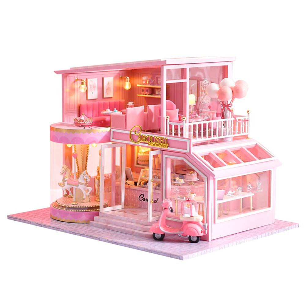 Children DIY Doll House Wooden doll Houses Miniature dollhouse Furniture Kit with Music Led Toys for Birthday Gift