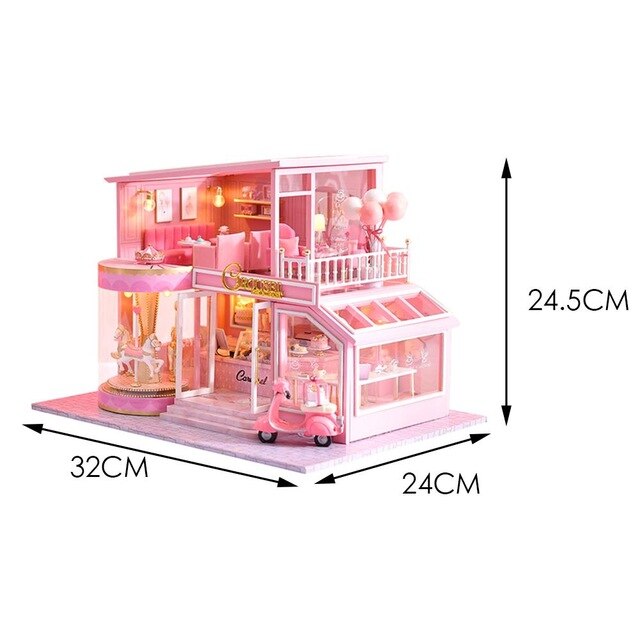 Children DIY Doll House Wooden doll Houses Miniature dollhouse Furniture Kit with Music Led Toys for Birthday Gift