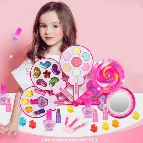 Children's Non-Toxic Lollipop Cosmetics Beauty Toys ABS Material Fashion Pretend Play Girls Princess Makeup Box Sets