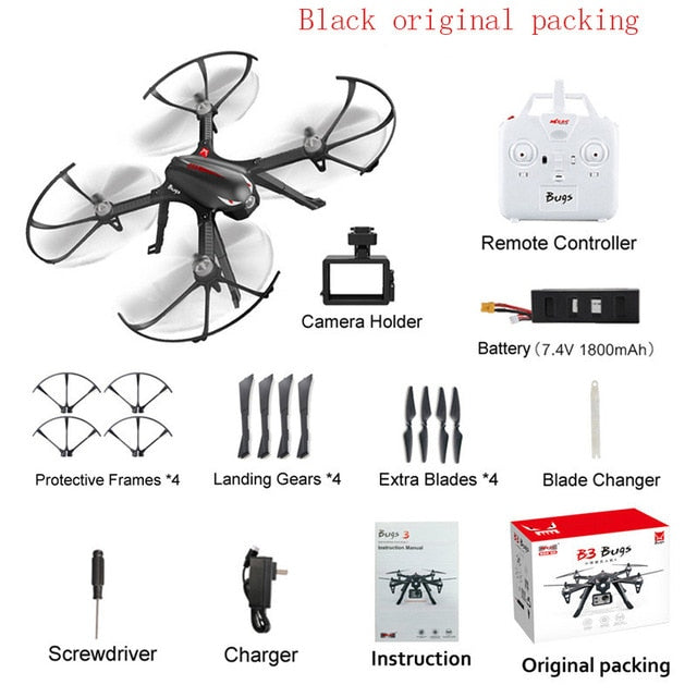 MJX B3 Bugs 3 RC Quadcopter Drone 4-Channels Remote Control Brushless Motor Drones 2.4G Camera Drone Helicopter Outdoor Toys