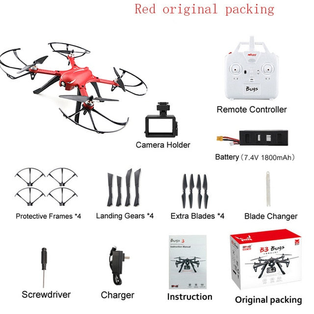MJX B3 Bugs 3 RC Quadcopter Drone 4-Channels Remote Control Brushless Motor Drones 2.4G Camera Drone Helicopter Outdoor Toys