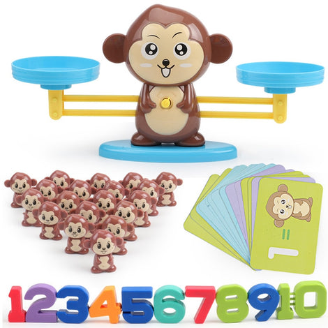 Math Match Game Board Toys Monkey Cat Match Balancing Scale Number Balance Game Kids Educational Toy to Learn add and subtract