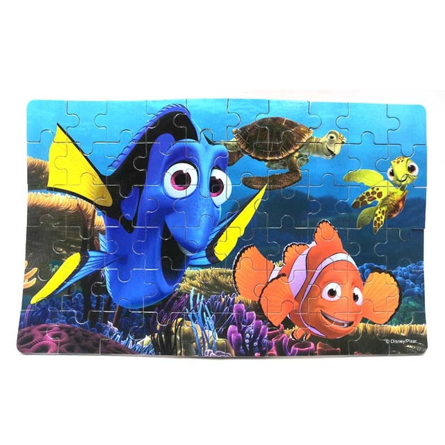 Disney Toy Story Racing mobilization Disney 60 Pieces Of Small Coins Puzzle Children Wooden Puzzle Children Education Toy Baby
