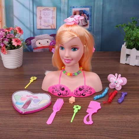 Baby makeup toys Half Body Makeup Hairstyle Doll Mannequin Head Pretend Play Toys Girls Gift