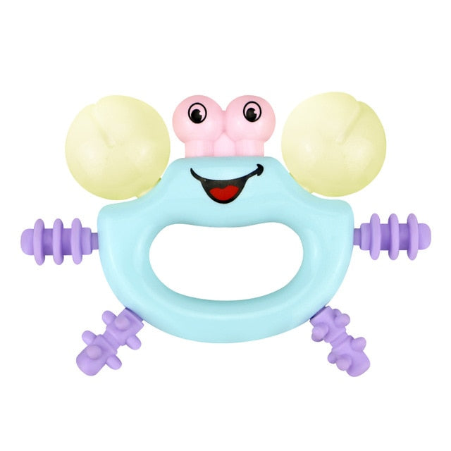0-12 Months Baby Grasp Rattles Toy Rubber Cartoon Mobiles Teether Toys Newborn Plastic Music Hand Jingle Shaking Bells Hammer