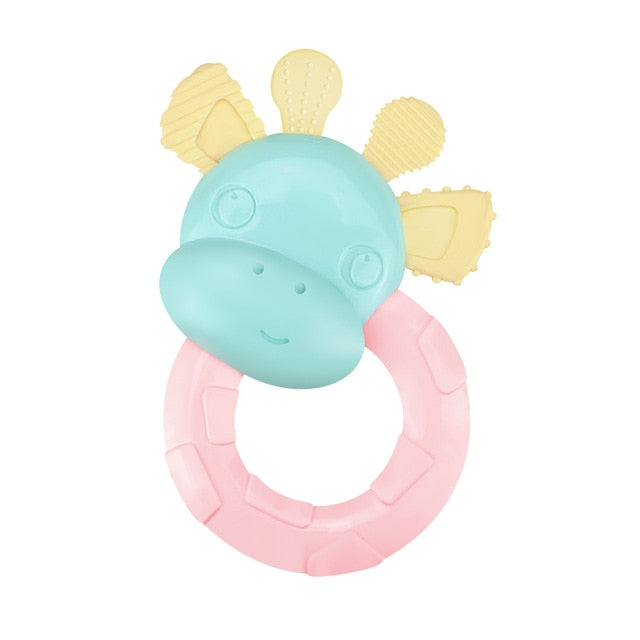 0-12 Months Baby Grasp Rattles Toy Rubber Cartoon Mobiles Teether Toys Newborn Plastic Music Hand Jingle Shaking Bells Hammer