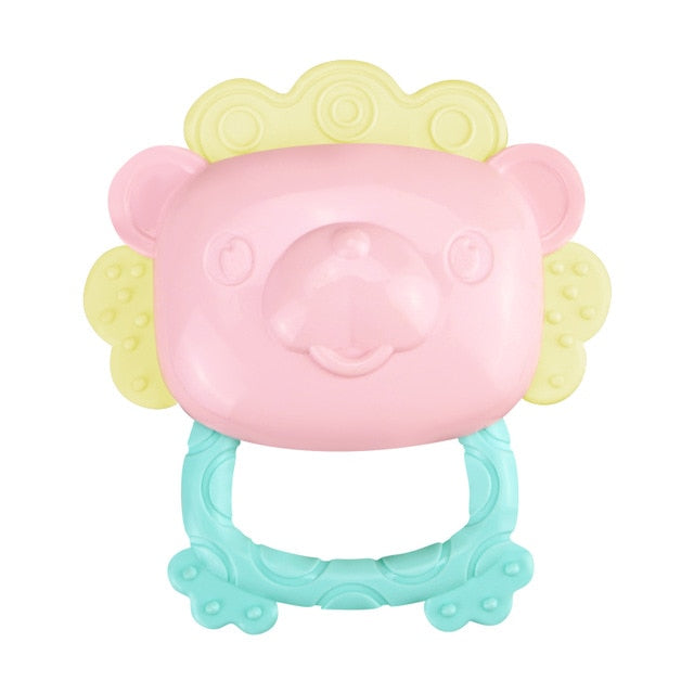 0-12 Months Baby Grasp Rattles Toy Rubber Cartoon Mobiles Teether Toys Newborn Plastic Music Hand Jingle Shaking Bells Hammer