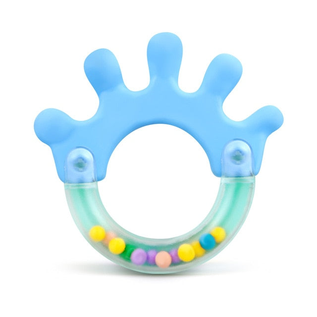 0-12 Months Baby Grasp Rattles Toy Rubber Cartoon Mobiles Teether Toys Newborn Plastic Music Hand Jingle Shaking Bells Hammer