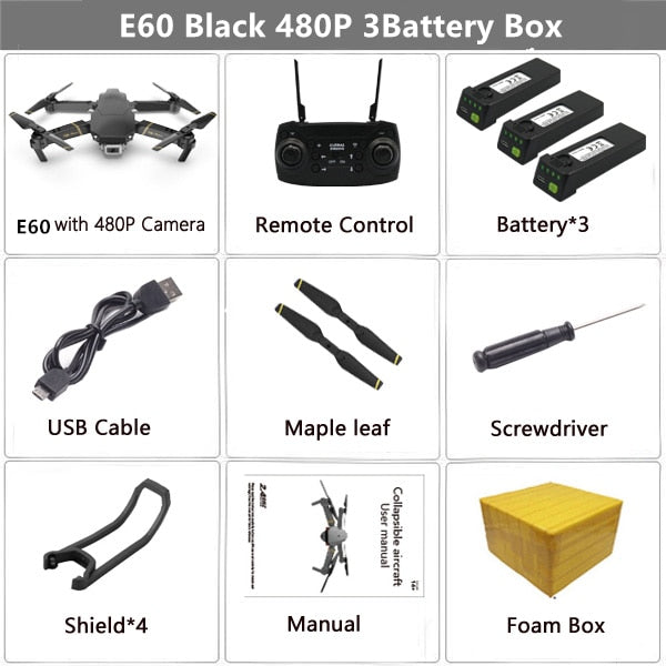 E60 RC Drone with 4K HD Camera FPV WIFI Altitude Hold Function Selife Dron Folding Quadcopter Vs E58 E520 SG106 M69 Drones