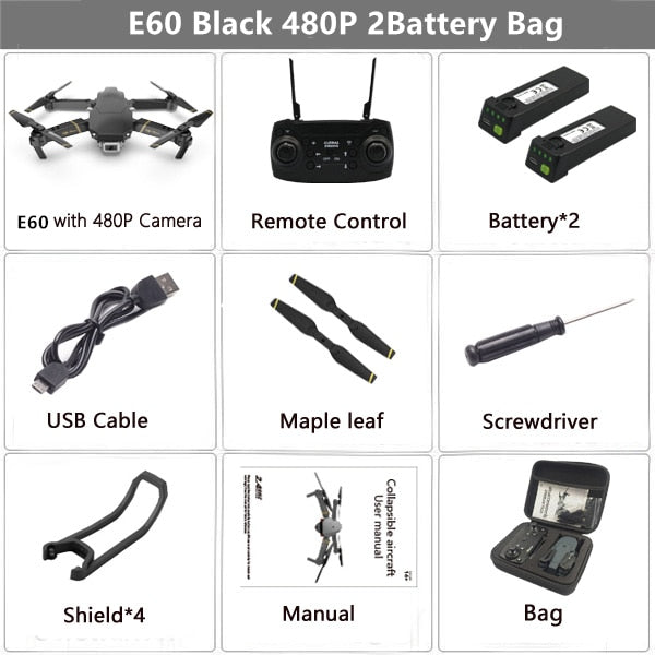 E60 RC Drone with 4K HD Camera FPV WIFI Altitude Hold Function Selife Dron Folding Quadcopter Vs E58 E520 SG106 M69 Drones