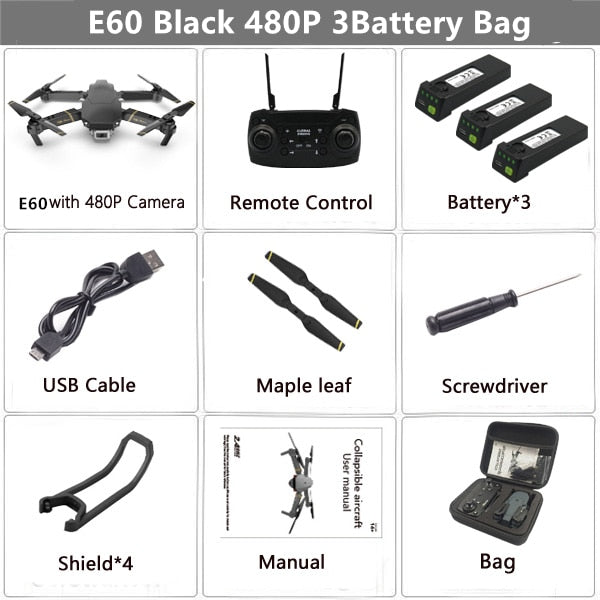 E60 RC Drone with 4K HD Camera FPV WIFI Altitude Hold Function Selife Dron Folding Quadcopter Vs E58 E520 SG106 M69 Drones