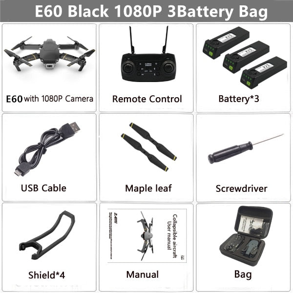 E60 RC Drone with 4K HD Camera FPV WIFI Altitude Hold Function Selife Dron Folding Quadcopter Vs E58 E520 SG106 M69 Drones