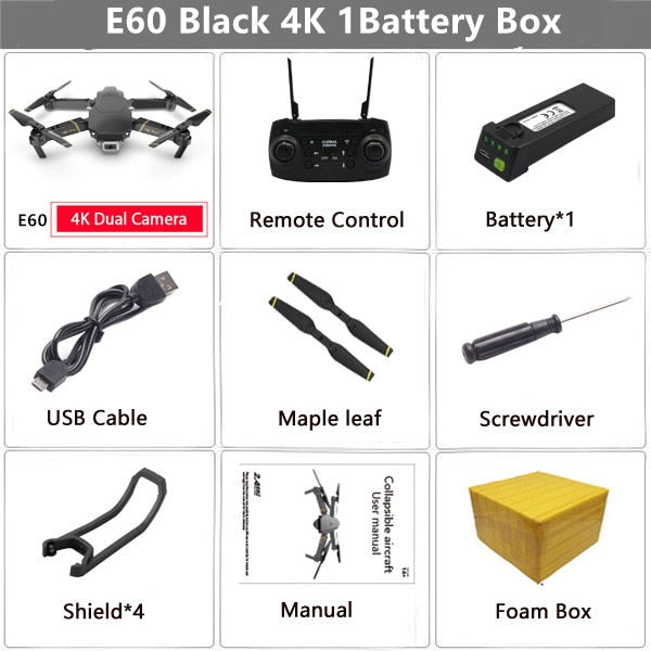 E60 RC Drone with 4K HD Camera FPV WIFI Altitude Hold Function Selife Dron Folding Quadcopter Vs E58 E520 SG106 M69 Drones