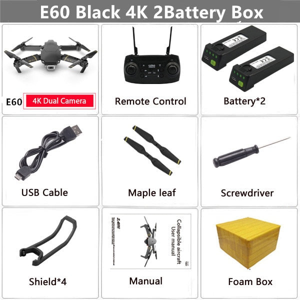 E60 RC Drone with 4K HD Camera FPV WIFI Altitude Hold Function Selife Dron Folding Quadcopter Vs E58 E520 SG106 M69 Drones
