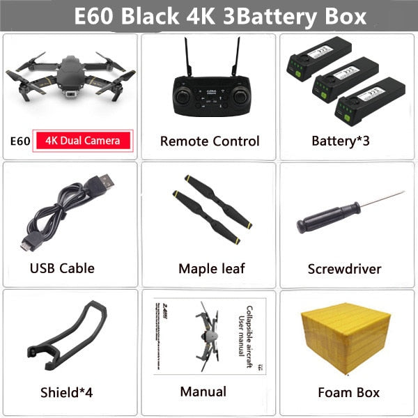E60 RC Drone with 4K HD Camera FPV WIFI Altitude Hold Function Selife Dron Folding Quadcopter Vs E58 E520 SG106 M69 Drones