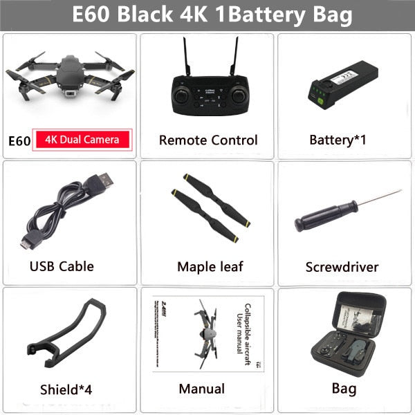 E60 RC Drone with 4K HD Camera FPV WIFI Altitude Hold Function Selife Dron Folding Quadcopter Vs E58 E520 SG106 M69 Drones