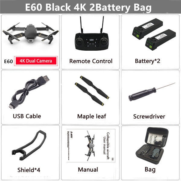 E60 RC Drone with 4K HD Camera FPV WIFI Altitude Hold Function Selife Dron Folding Quadcopter Vs E58 E520 SG106 M69 Drones
