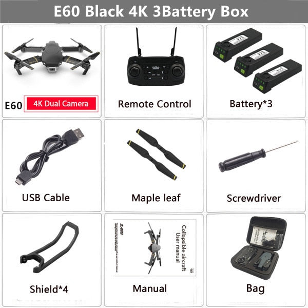 E60 RC Drone with 4K HD Camera FPV WIFI Altitude Hold Function Selife Dron Folding Quadcopter Vs E58 E520 SG106 M69 Drones