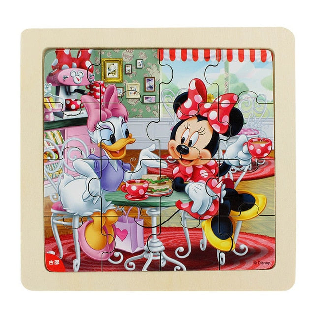 Disney Frozen Mickey Minnie Mouse Printed Puzzle Learning Education Interesting Wooden Toys For Children Kids Gift Brinquedos