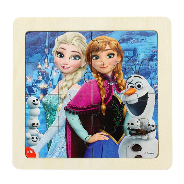 Disney Frozen Mickey Minnie Mouse Printed Puzzle Learning Education Interesting Wooden Toys For Children Kids Gift Brinquedos