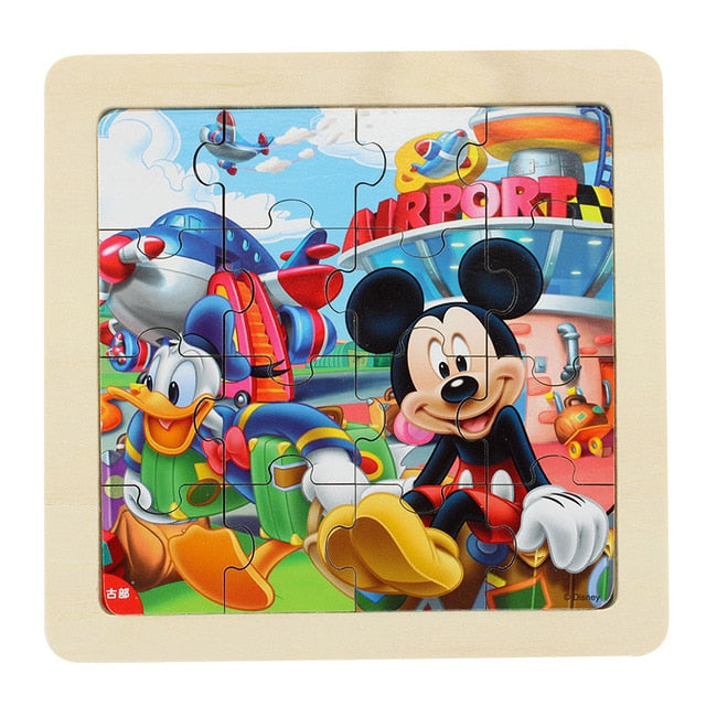 Disney Frozen Mickey Minnie Mouse Printed Puzzle Learning Education Interesting Wooden Toys For Children Kids Gift Brinquedos