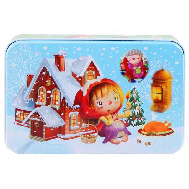 60Pieces Wooden Puzzle Kid Toy Cartoon Animal Wood Jigsaw Puzzle Child Early Educational Learning Toy  Christmas Gift+ Iron Box