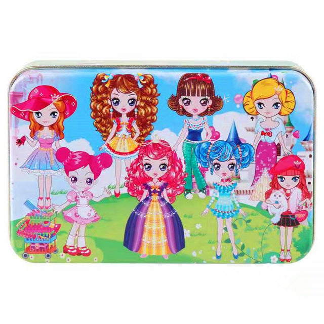 60Pieces Wooden Puzzle Kid Toy Cartoon Animal Wood Jigsaw Puzzle Child Early Educational Learning Toy  Christmas Gift+ Iron Box