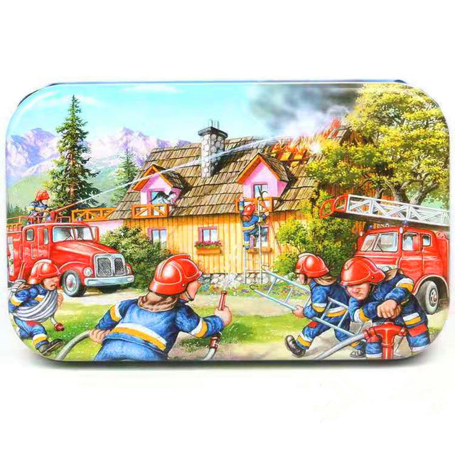 60Pieces Wooden Puzzle Kid Toy Cartoon Animal Wood Jigsaw Puzzle Child Early Educational Learning Toy  Christmas Gift+ Iron Box