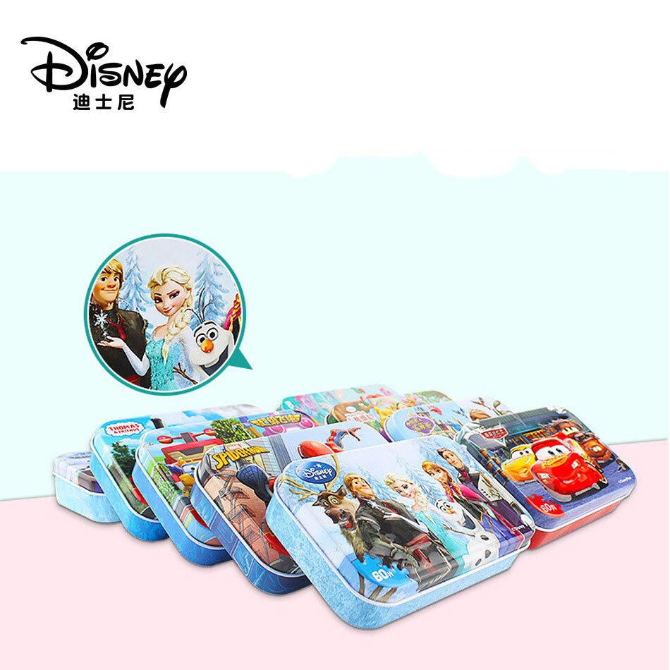 Disney Snow Queen Car Disney 60 Pieces Of Small Coins Puzzle Children Wooden Puzzle Children Education Toy Baby