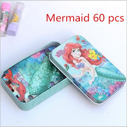 Disney Snow Queen Car Disney 60 Pieces Of Small Coins Puzzle Children Wooden Puzzle Children Education Toy Baby