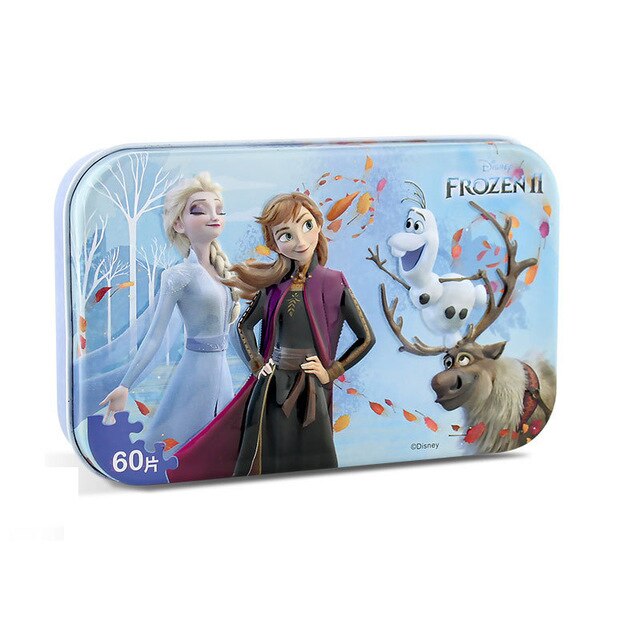 Disney Snow Queen Car Disney 60 Pieces Of Small Coins Puzzle Children Wooden Puzzle Children Education Toy Baby