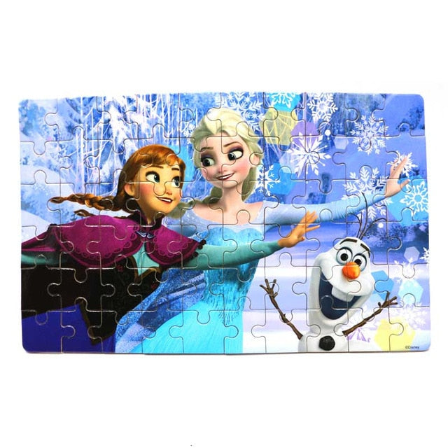 Disney Snow Queen Car Disney 60 Pieces Of Small Coins Puzzle Children Wooden Puzzle Children Education Toy Baby