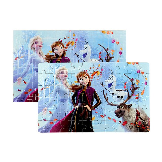 Disney Snow Queen Car Disney 60 Pieces Of Small Coins Puzzle Children Wooden Puzzle Children Education Toy Baby