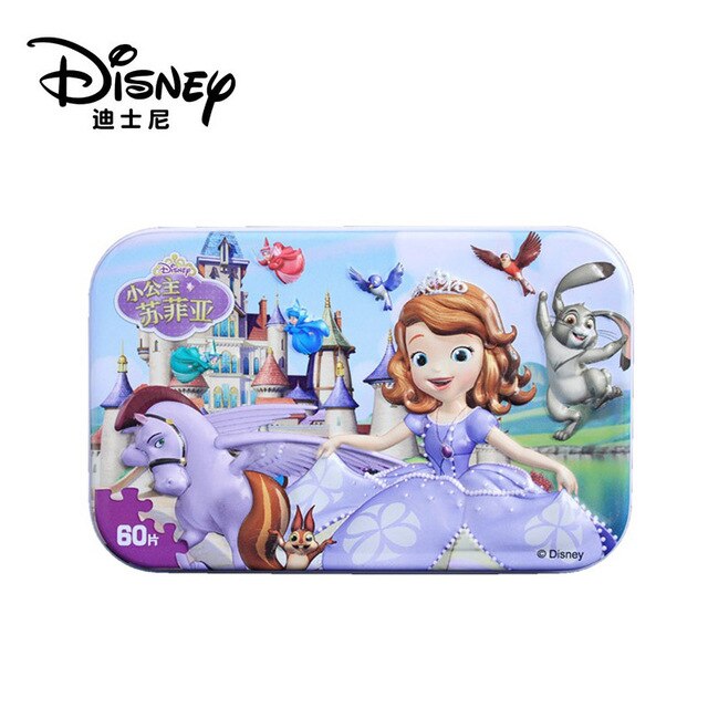 Disney Snow Queen Car Disney 60 Pieces Of Small Coins Puzzle Children Wooden Puzzle Children Education Toy Baby