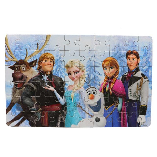 Disney Snow Queen Car Disney 60 Pieces Of Small Coins Puzzle Children Wooden Puzzle Children Education Toy Baby