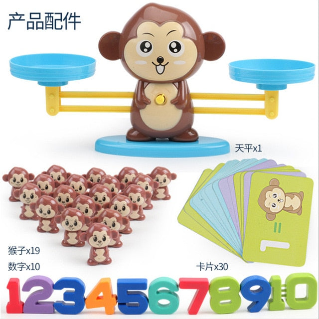 Monkey balance Scale mathematics early childhood education tools arithmetic addition and subtraction card game educational toys