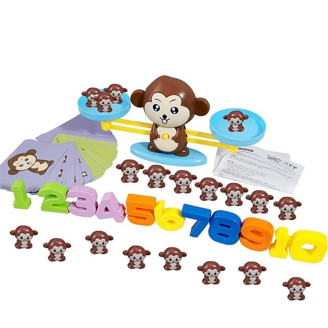 Baby Match Intellige Game Board Toys Monkey Digital Balance Scale Toy Kids Educational Puzzle Toy Addition Subtraction Math Toys