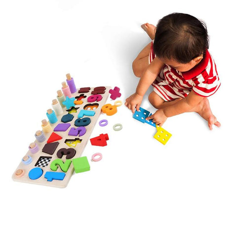 1set Montessori Wood toy for Baby Color Shape Match Board Number Size Toy for Kids Infant Educational lectual Enlightenment Toy