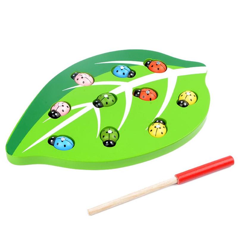 Wooden Magnetic Ladybug Catch Insect Color Shape Matching Toys Parent-child Interactive Toy Kids Learning and Educational Toy