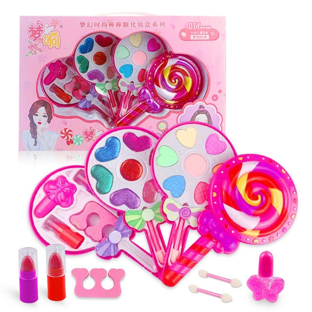 Children's Non-Toxic Lollipop Cosmetics Beauty Toys ABS Material Fashion Pretend Play Girls Princess Makeup Box Sets