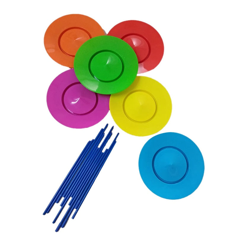 Hot-6 Sets Plastic Spinning Plate Juggling Props Performance Tools Kids Children Practicing Balance Skills Toy Home Outdoor Gard